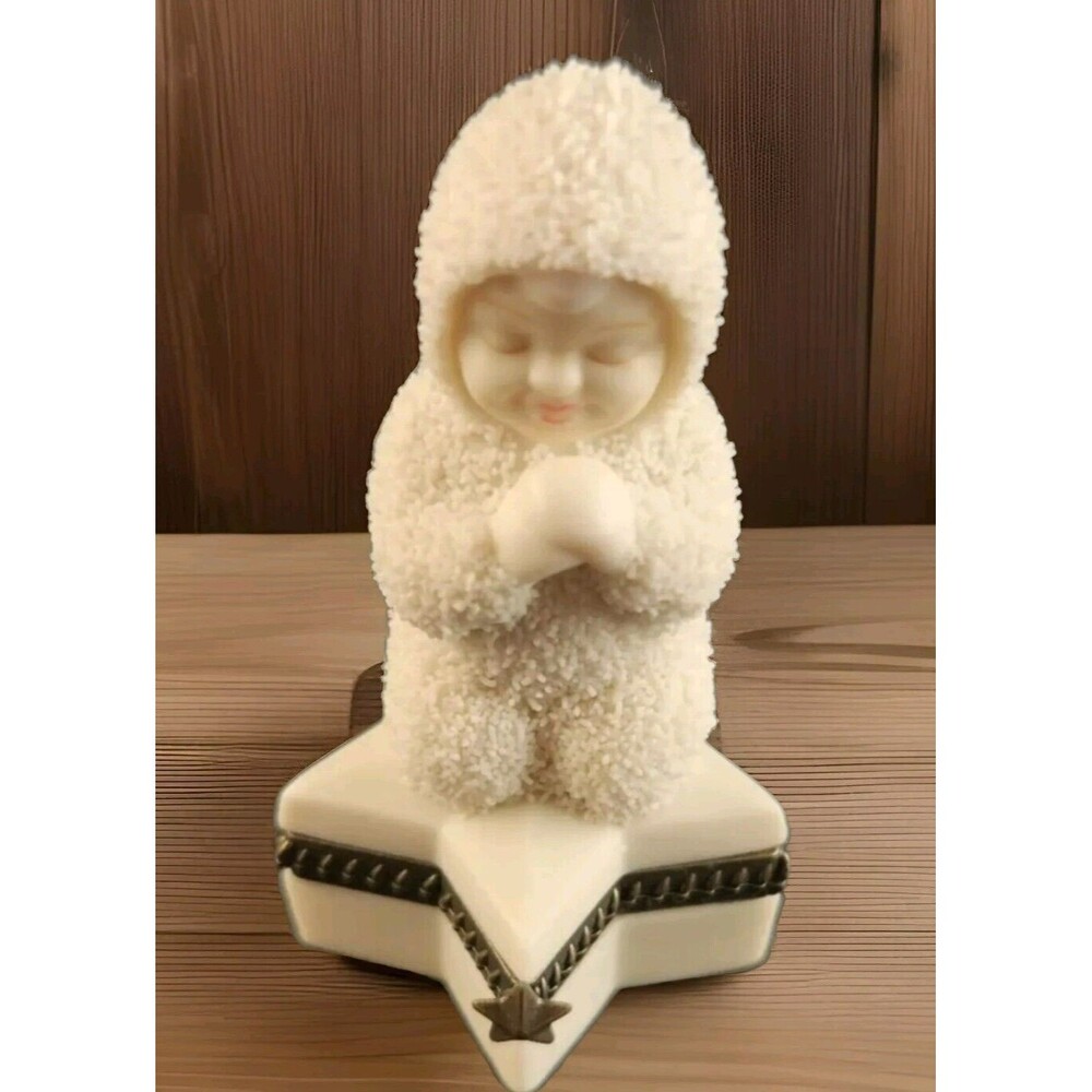 Dept 56 Snowbabies Star Trinket Hinged Box Sweet Dreams Prayer On Star 2.5" Tall